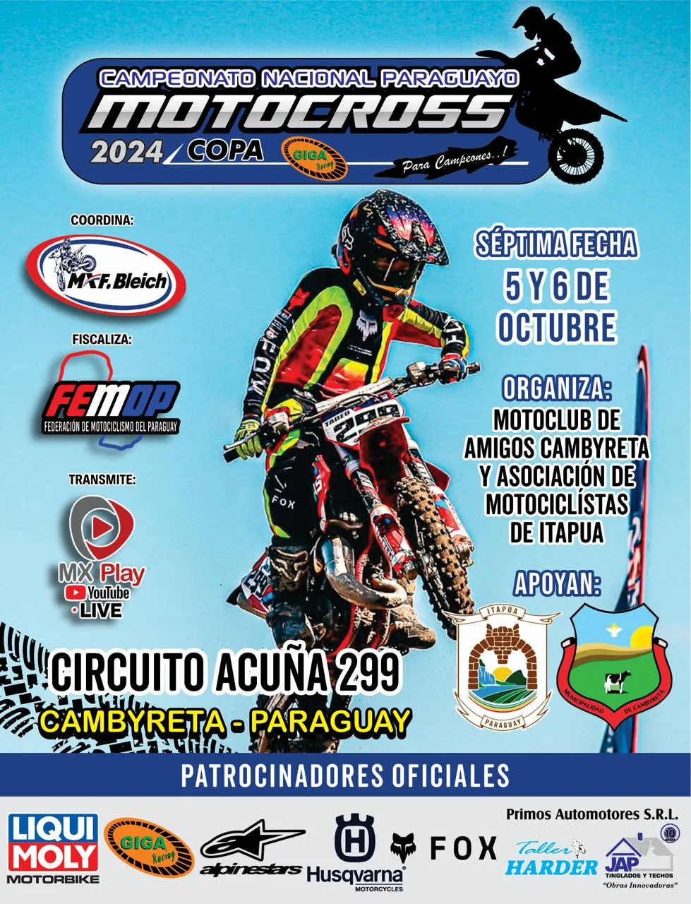 Semifinal de Motocross Paraguayo 2024 - Copa Giga Racing  Fecha: 5 y 6 de octubre de 2024